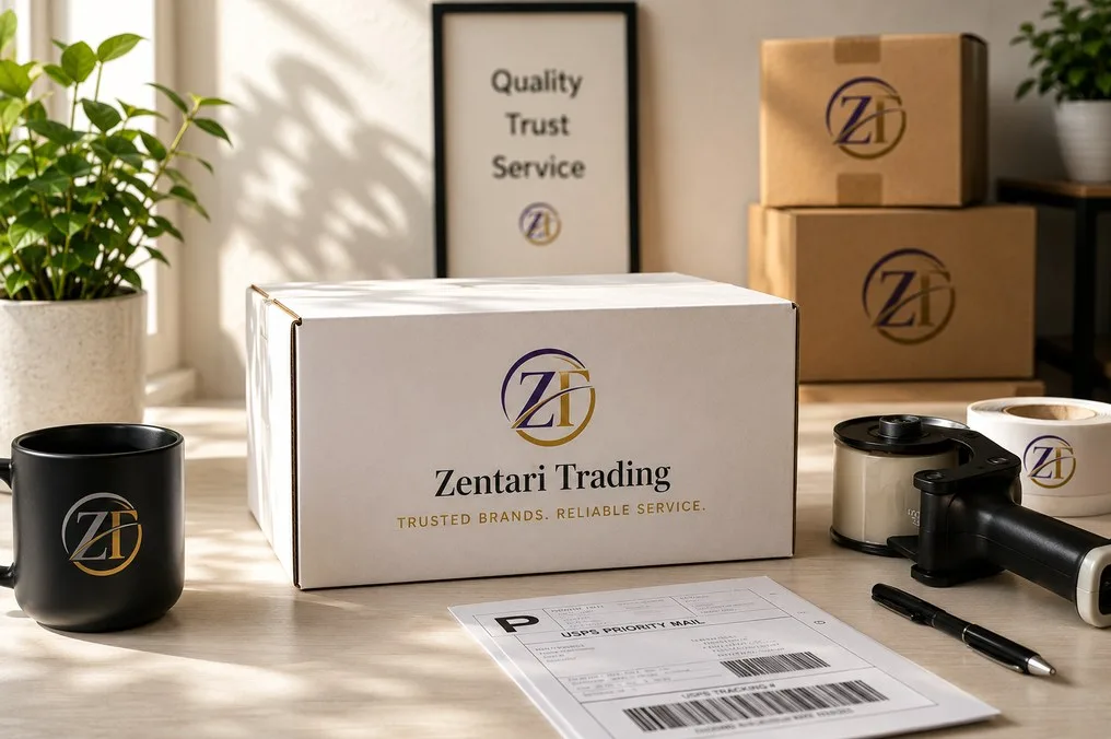 Zentari Trading branded packaging prepared for shipment